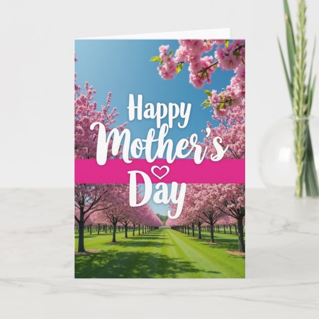 Tarjeta del Día de la Madre con Césped a Rayas (Anverso)