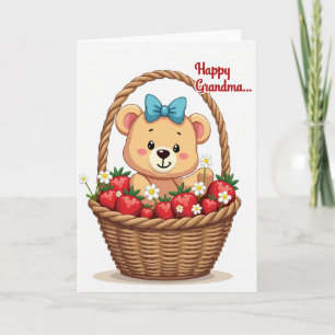 Tarjeta del Día de la Madre con Cesta de Fresas de