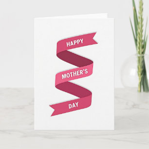 Tarjeta del Día de la Madre con cinta fucsia