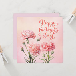 Tarjeta del día de la madre con clavel rosa
