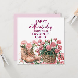 Tarjeta del día de la madre con clavel rosa