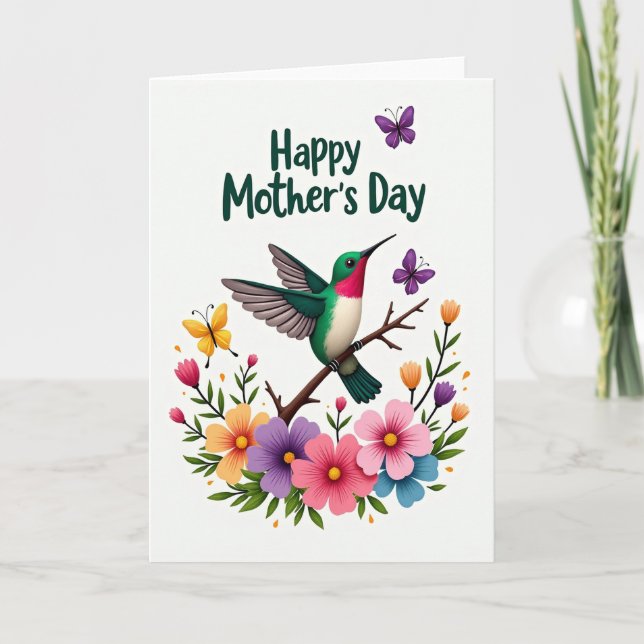 Tarjeta del Día de la Madre con Colibrí (Anverso)