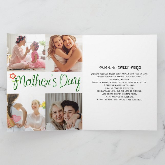 Tarjeta del Día de la Madre con Collage de Fotos ' (Interior)
