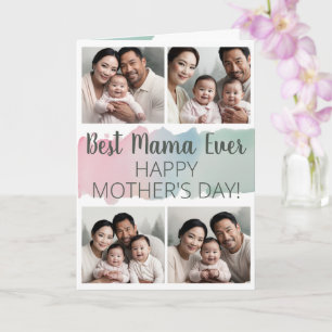 Tarjeta del Día de la Madre con collage de fotos e