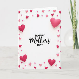 Tarjeta del Día de la Madre con Corazones Rosados