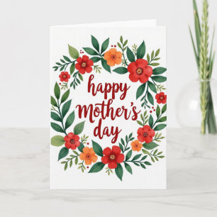 Tarjeta del Día de la Madre con Corona Floral