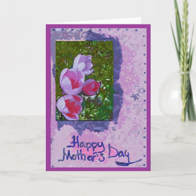 Tarjeta del día de la madre con crocuses (Anverso)