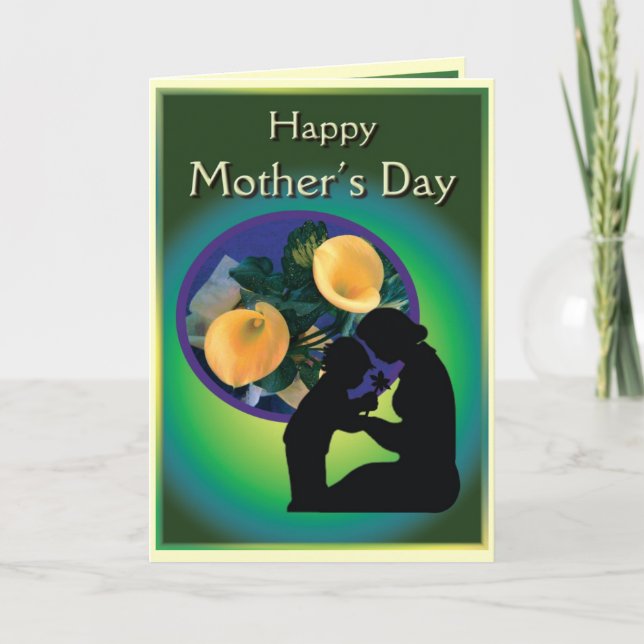 Tarjeta del Día de la Madre con el hijo (Anverso)