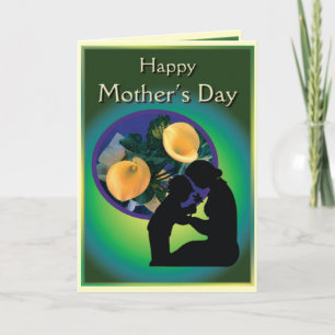 Tarjeta del Día de la Madre con el hijo