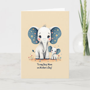 Tarjeta del Día de la Madre con Elefante Florido