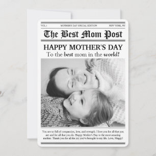 Tarjeta del Día de la Madre con estilo de periódic