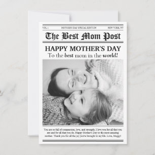 Tarjeta del Día de la Madre con estilo de periódic