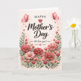 Tarjeta del Día de la Madre con Flor de Rosa Rosa
