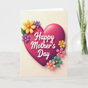 Tarjeta del Día de la Madre con Flor Escultórica