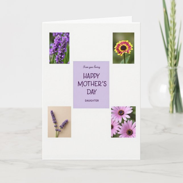 Tarjeta del Día de la Madre con Flor Morada (Anverso)