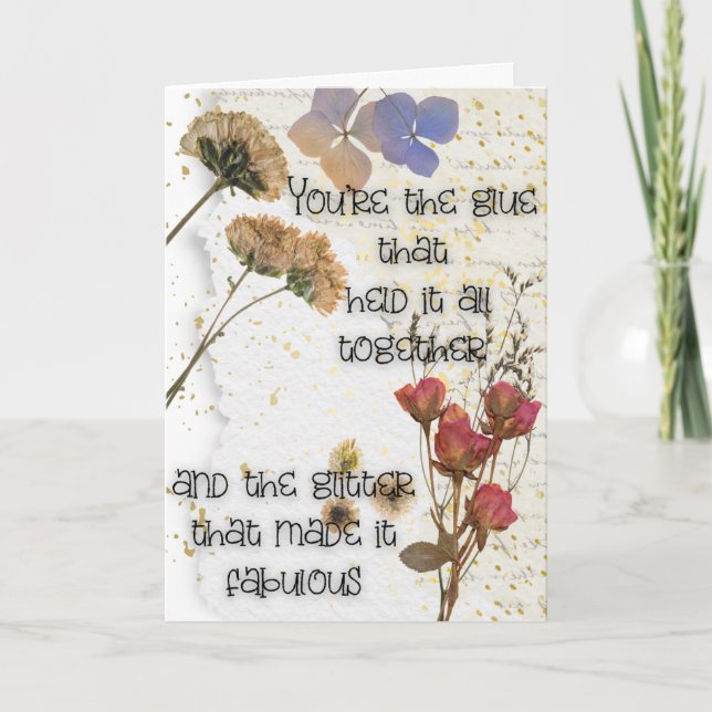 Tarjeta del Día de la Madre con Flor Presionada Vi (Anverso)