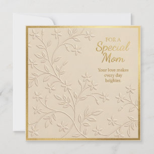Tarjeta del Día de la Madre con Florales Relevados