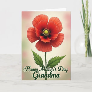 Tarjeta del Día de la Madre con Florales Rojo Terc