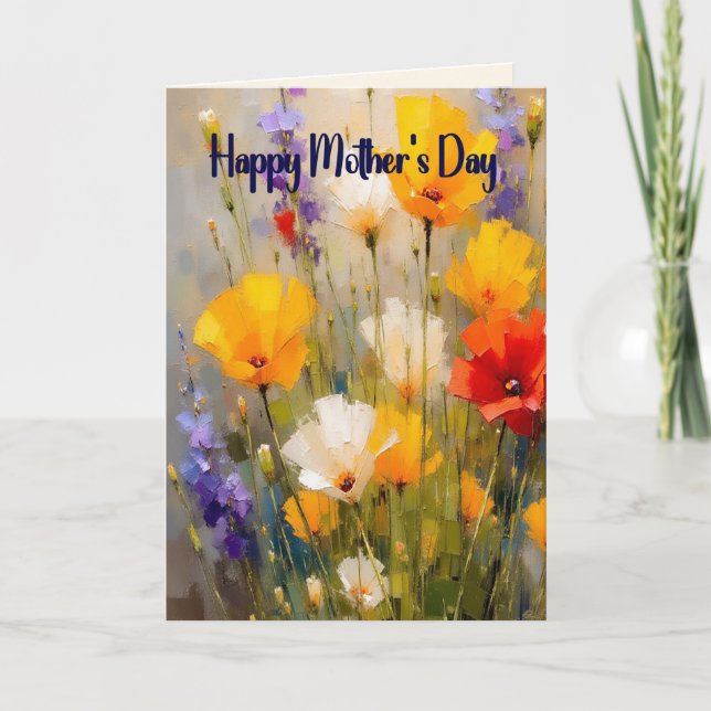 Tarjeta del Día de la Madre con Flores (Anverso)