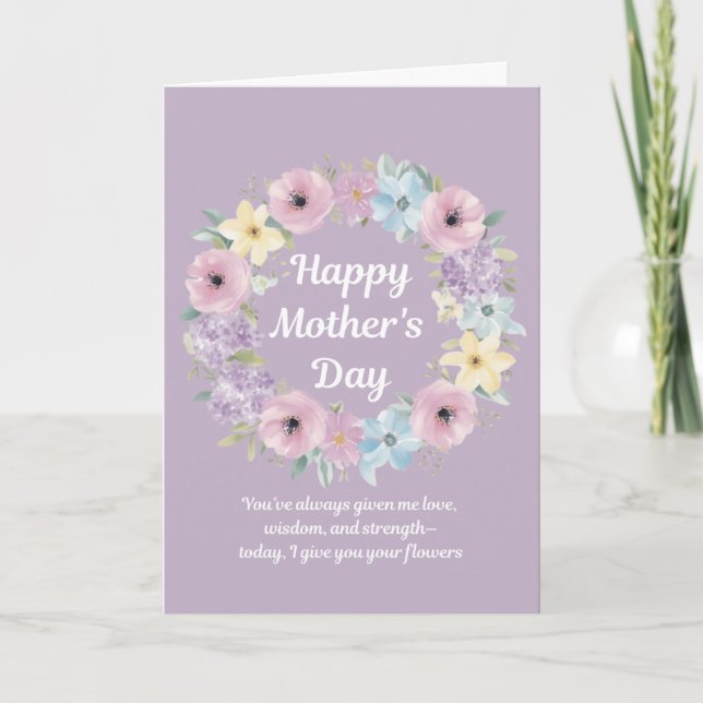 Tarjeta del Día de la Madre con Flores (Anverso)