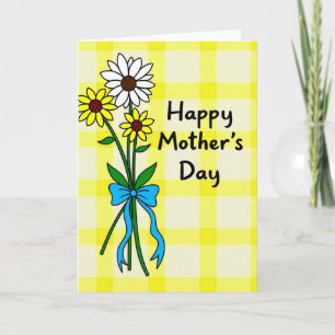 Tarjeta del Día de la Madre con flores a cuadros