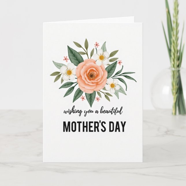 Tarjeta del Día de la Madre con flores blancas ele (Anverso)