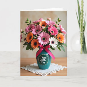 Tarjeta del Día de la Madre con flores brillantes