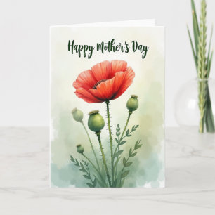 Tarjeta del Día de la Madre con flores de amapola