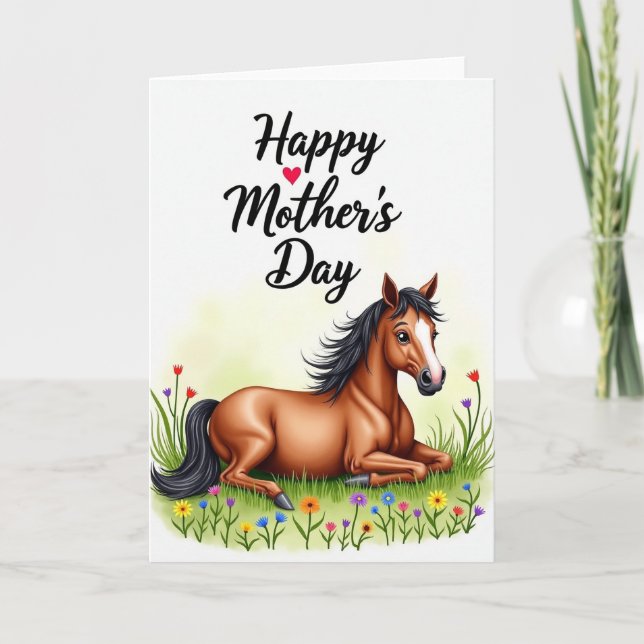 Tarjeta del Día de la Madre con flores de caballo (Anverso)