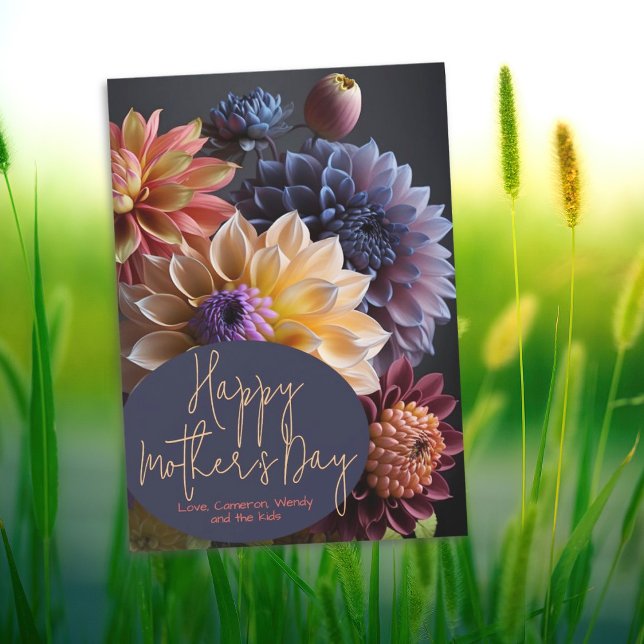 Tarjeta del día de la madre con flores de dalia (Subido por el creador)