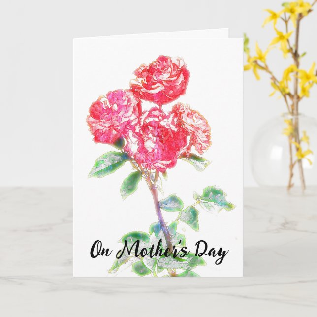 Tarjeta del Día de la Madre con Flores de Rosas Ro (flor amarilla)