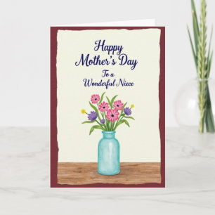 Tarjeta del Día de la Madre con flores en acuarela