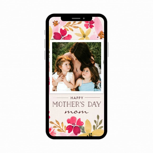 Tarjeta del Día de la Madre con flores en acuarela (Subido por el creador)