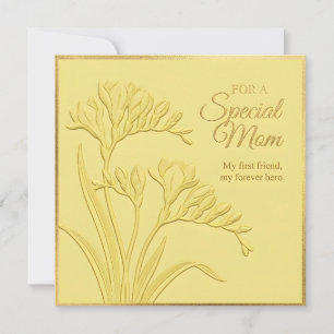 Tarjeta del Día de la Madre con flores en relieve