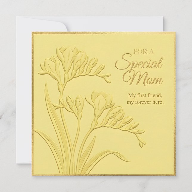 Tarjeta del Día de la Madre con flores en relieve (Anverso)