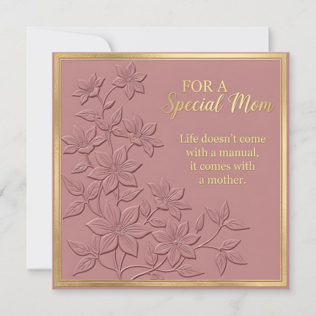 Tarjeta del Día de la Madre con flores en relieve (Anverso)