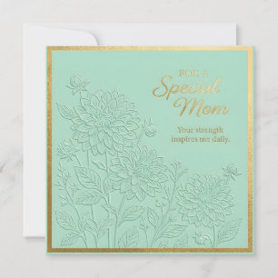 Tarjeta del Día de la Madre con flores en relieve