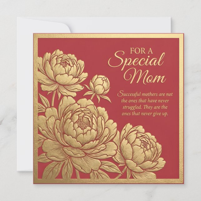 Tarjeta del Día de la Madre con flores en relieve (Anverso)