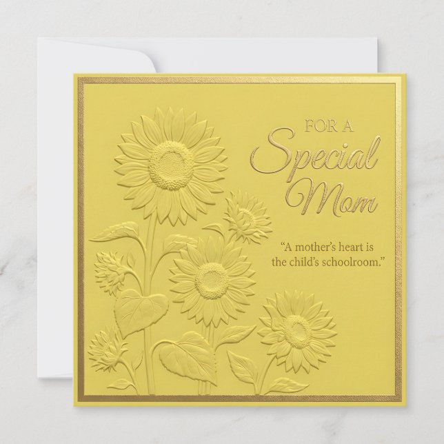 Tarjeta del Día de la Madre con flores en relieve (Anverso)