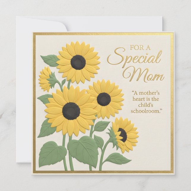 Tarjeta del Día de la Madre con flores en relieve (Anverso)
