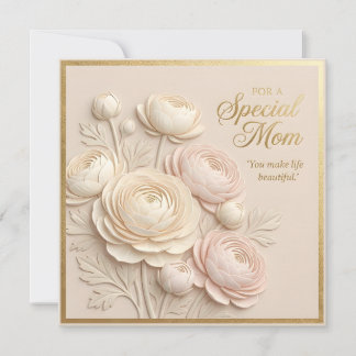Tarjeta del Día de la Madre con flores en relieve