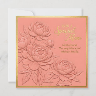 Tarjeta del Día de la Madre con flores en relieve