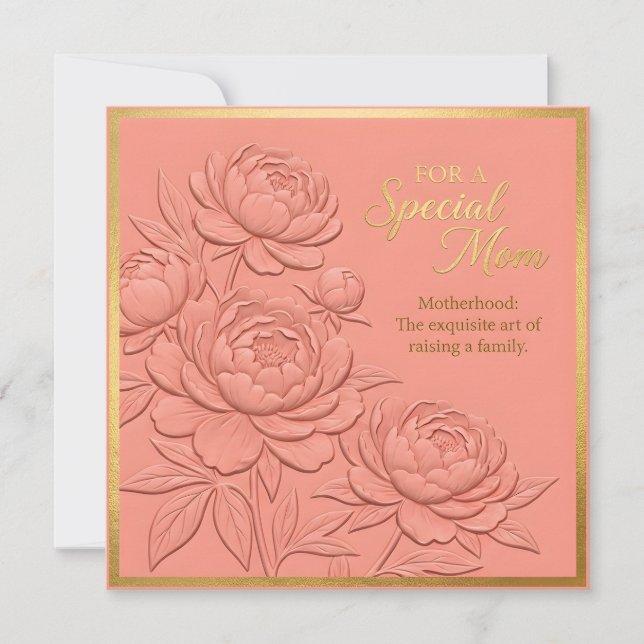 Tarjeta del Día de la Madre con flores en relieve (Anverso)
