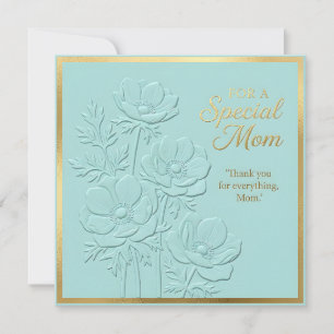 Tarjeta del Día de la Madre con flores en relieve