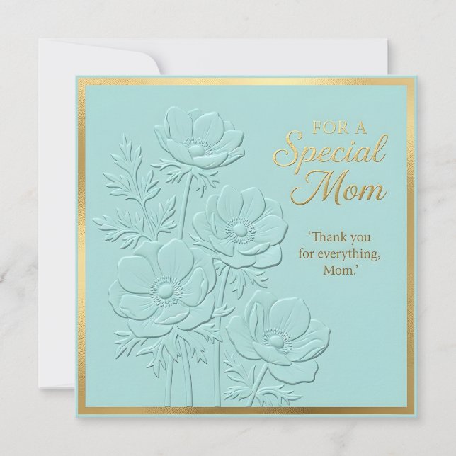 Tarjeta del Día de la Madre con flores en relieve (Anverso)