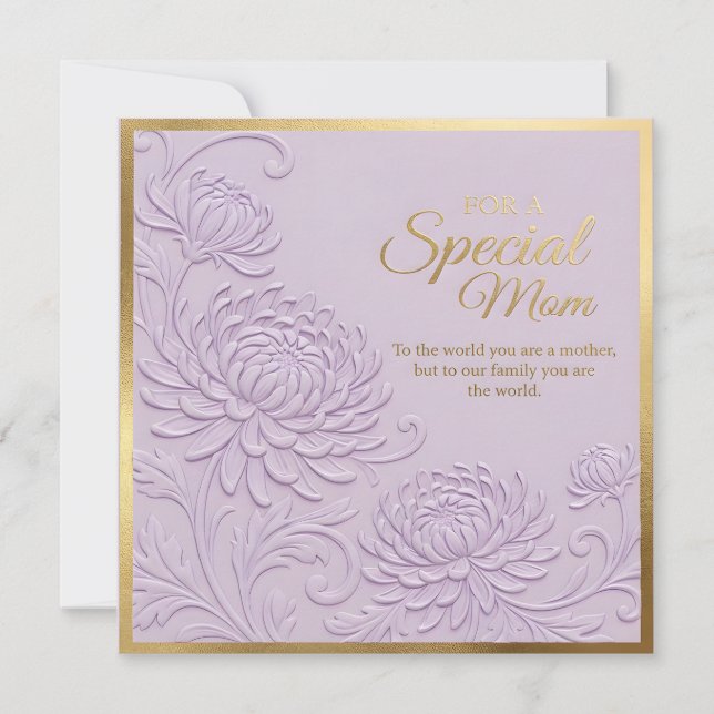 Tarjeta del Día de la Madre con flores en relieve (Anverso)