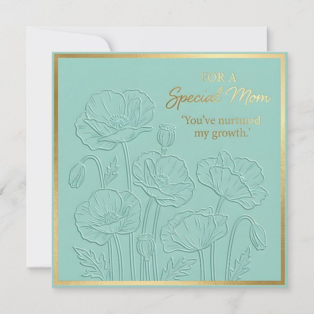 Tarjeta del Día de la Madre con flores en relieve (Anverso)