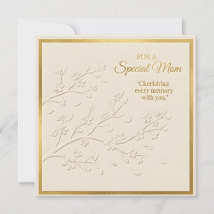 Tarjeta del Día de la Madre con flores en relieve