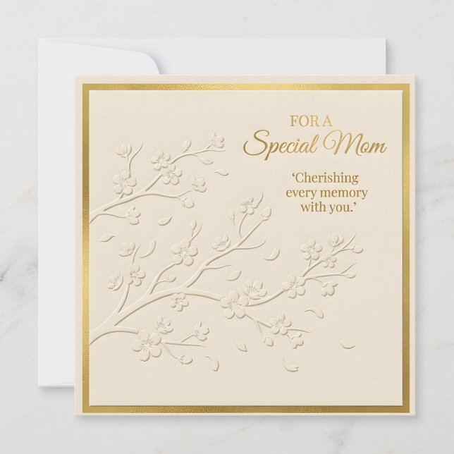 Tarjeta del Día de la Madre con flores en relieve (Anverso)