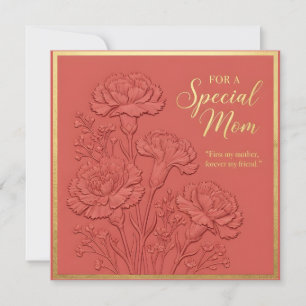 Tarjeta del Día de la Madre con flores en relieve